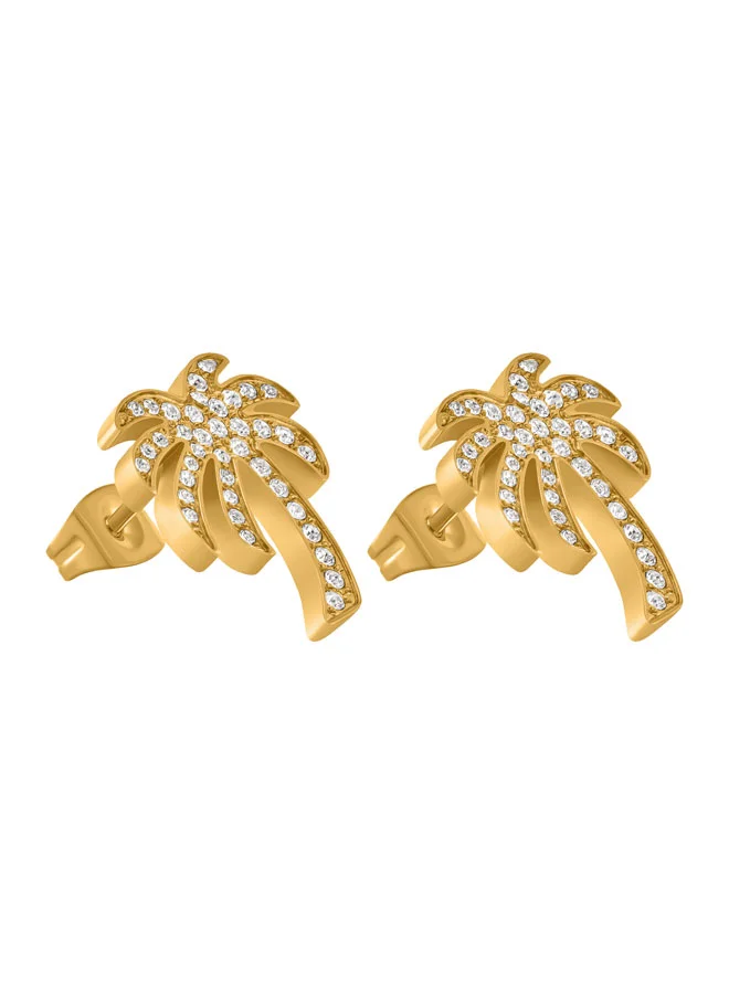 بالم انجلز Segno Yellow Gold Plated Stainless Steel Stud Earrings for Women