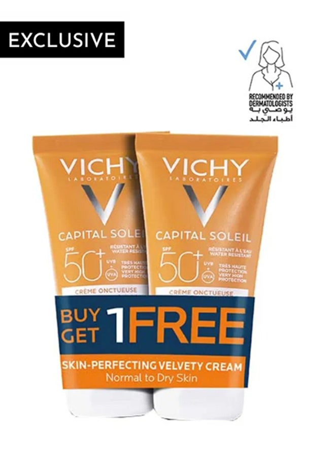 VICHY Capital Soleil Velvety SPF50+ Buy 1 Get 1 Free Sunscreen For Normal To Dry Brown - Image 1