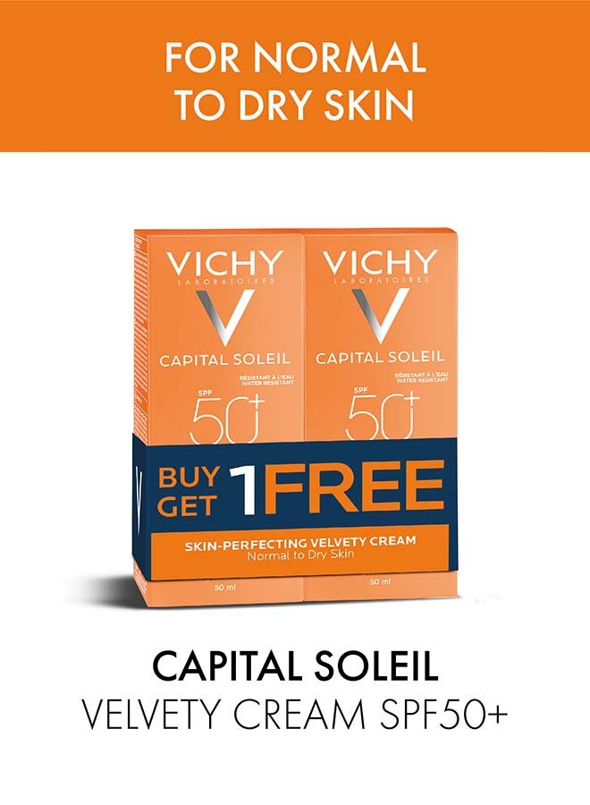 VICHY Capital Soleil Velvety SPF50+ Buy 1 Get 1 Free Sunscreen For Normal To Dry Brown - Image 2