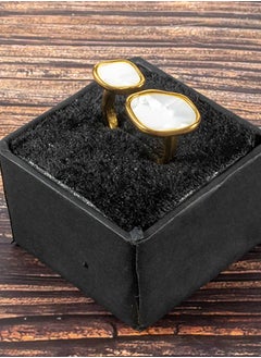 Stainless Steel Golden White Ring Size 18