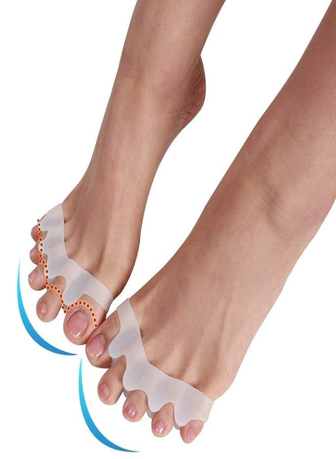 Alexvyan 1 Pair Double Hole Universal Size Silicone Gel Foot Fingers Separator 1 Pair Orthopedic Foot Protector Hallux Valgus Guard Finger Separator for Women Men Boy Girl (5 Finger Seperator) - Image 5