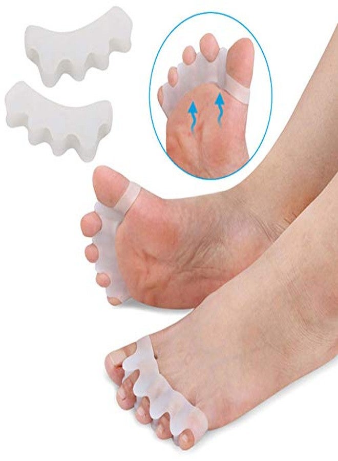 Alexvyan 1 Pair Double Hole Universal Size Silicone Gel Foot Fingers Separator 1 Pair Orthopedic Foot Protector Hallux Valgus Guard Finger Separator for Women Men Boy Girl (5 Finger Seperator) - Image 2