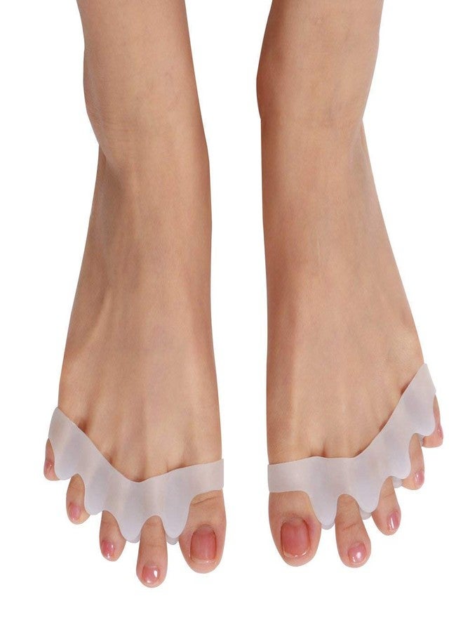 Alexvyan 1 Pair Double Hole Universal Size Silicone Gel Foot Fingers Separator 1 Pair Orthopedic Foot Protector Hallux Valgus Guard Finger Separator for Women Men Boy Girl (5 Finger Seperator) - Image 1