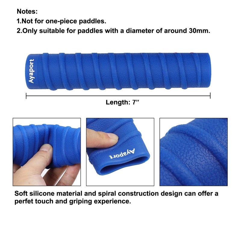 Ayaport Kayak Paddle Grips Non-Slip Silicone Wraps Blister Prevention Kayaking Accessories For Take-Apart Paddles (Blue) - Image 3