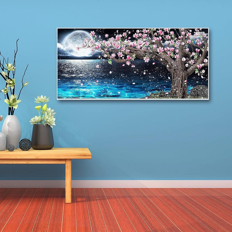 YALKIN YALKIN 315 x 157 inch DIY 5D Large Christmas Diamond Art Kits for Adults Moon Tree Full Round Drill Diamond Painting Kits Ornament Craft Gems Paint by Number for Home Wall Decor Relax Gift - Image 2