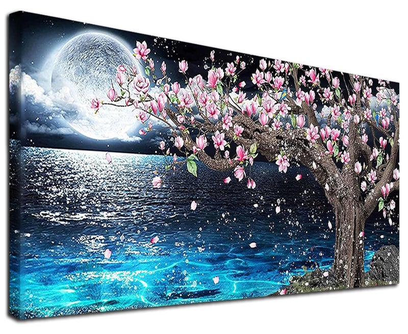 YALKIN YALKIN 315 x 157 inch DIY 5D Large Christmas Diamond Art Kits for Adults Moon Tree Full Round Drill Diamond Painting Kits Ornament Craft Gems Paint by Number for Home Wall Decor Relax Gift - Image 1