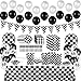 BeYumi 127Pack Race Car Checkered Party Supplies Decoration Kit Including Banner Pennant Balloons Tablecloth Tableware Goodies Gift Bags Black and White Party Decorations Pack Serves 20 Guests - Image 2