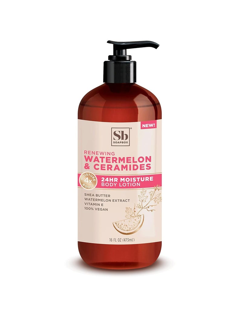 Soapbox - Soapbox Body Lotion, Watermelon & Ceramides Body Lotion for Dry Skin, Plump and Hydrate with Ceramides, Moisturizer for Women, Men, Vegan & Cruelty Free Skin Care, 3 Pack, 16 oz each - Image 1