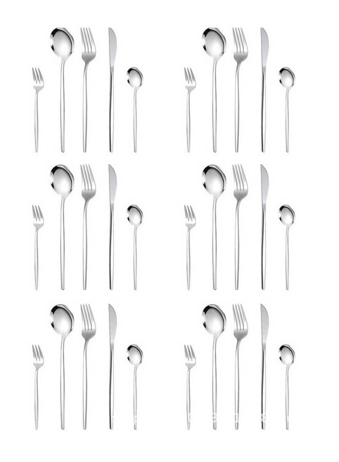 30-Piece Stainless Steel Cutlery Set Sliver  - Image 1