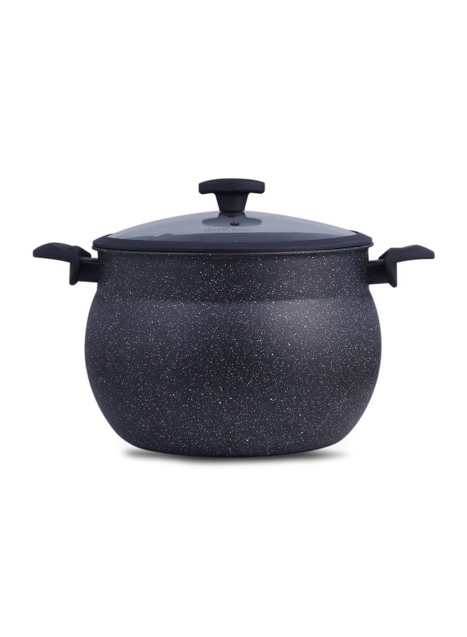 Homeway Multipurpose Steamer Pot 26cm with Lid, 15L Capacity, 5 Layer Non-Stick Marble Coated Cookware, Black, HW3518 - Image 1
