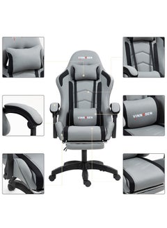 VINNYSEN Gaming Chair Computer Chair Ergonomic High Back Fabric Gaming Chair Tilt and Height Adjustable Computer Chair with Neck and Massaging Lumbar Support for Office or Gaming  - Image 2