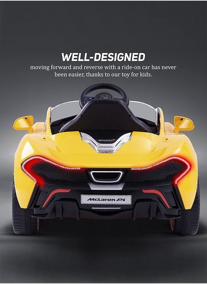 BAYBEE Licensed McLaren Rechargeable Battery Operated Car For Kids Ride On Baby Car With Remote Music Led Light Kids Car Electric Car Battery Operated Ride On Car For Kids 2 To 6 Years Boys Girls Yellow  - Image 3