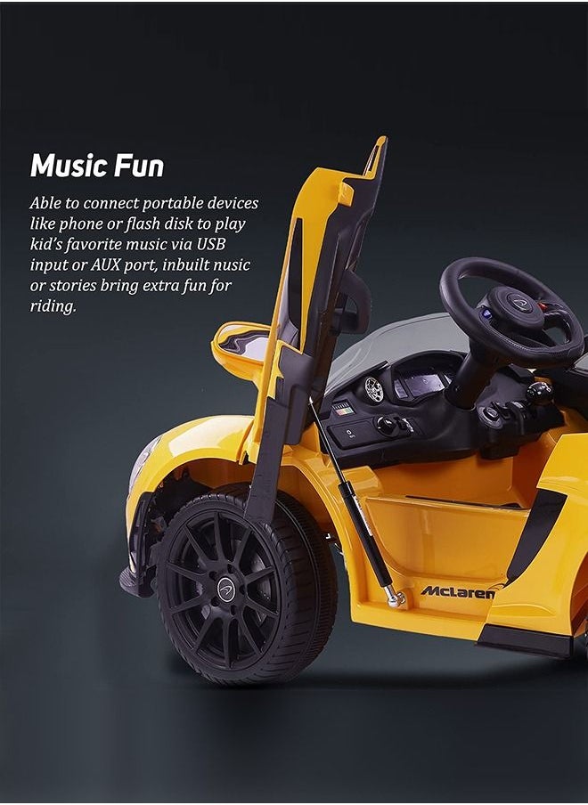 BAYBEE Licensed McLaren Rechargeable Battery Operated Car For Kids Ride On Baby Car With Remote Music Led Light Kids Car Electric Car Battery Operated Ride On Car For Kids 2 To 6 Years Boys Girls Yellow  - Image 4