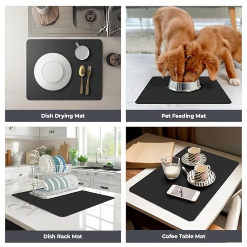 Desi BAE Dish Drying Mat for Kitchen | Super Absorbent Microfiber Dish Drainer | Anti-Slip Quick Drying for Utensils, Glasses & Plates | Washable Kitchen Accessories | Washable Sink Organizer Pad (40 *60) - Image 3