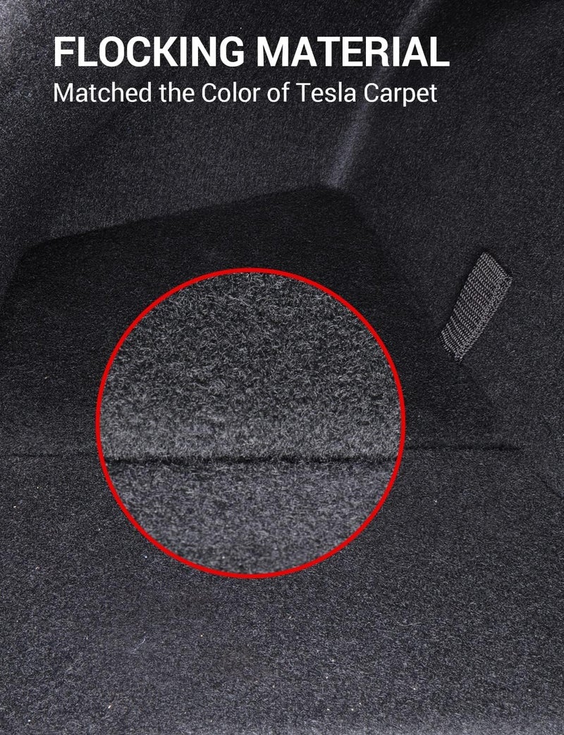 BASENOR 2023 2022 2021 Tesla Model 3 Trunk Storage Bin, Trunk Organizer with Carpeted Lid, Waterproof Rear Trunk Side Storage Box for Model 3 Interior Accessories (Not Fit 2024 2025 Model 3) - Image 5