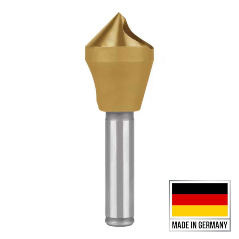 QLS 90° Cross Hole Countersink Drill Bit HSS‑E TiN Coated 20mm | Chamfer & Deburring Tool