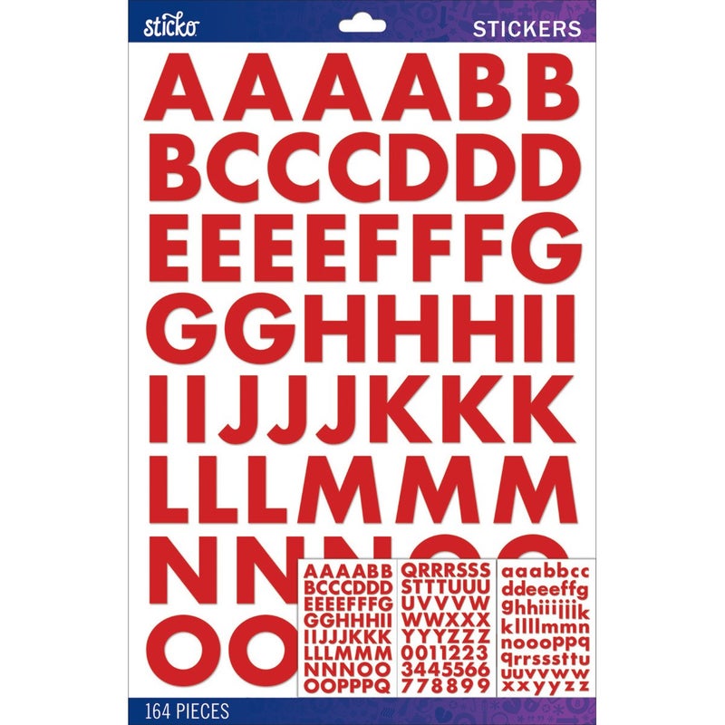 Sticko Large Sticker AlphaFutura BoldRed 164 Pieces 5290038