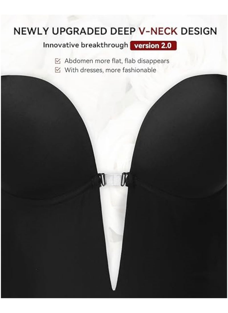AUTOYSUR Women Shapewear Backless Body Bra Shaper Womens Plus Size Plunge Invishaper Low Back Thong Bodysuits Open Crotch Daily Use White  - Image 2