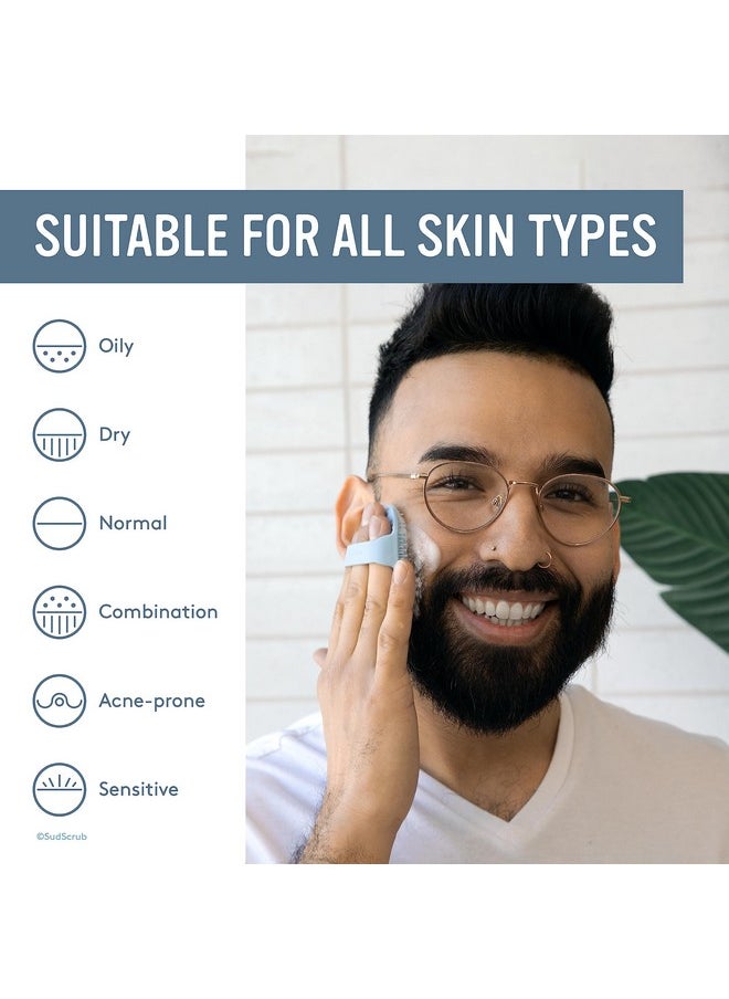 Sud Scrub Antimicrobial Silicone Face Scrubber, 1 Pack, Gentle Face Exfoliator For Sensitive Skin, Eco Friendly Facial Cleansing Brush, Exfoliating Face Brush For Men And Women (Blue)  - Image 4