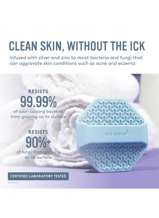 Sud Scrub Antimicrobial Silicone Face Scrubber, 1 Pack, Gentle Face Exfoliator For Sensitive Skin, Eco Friendly Facial Cleansing Brush, Exfoliating Face Brush For Men And Women (Blue)  - Image 2