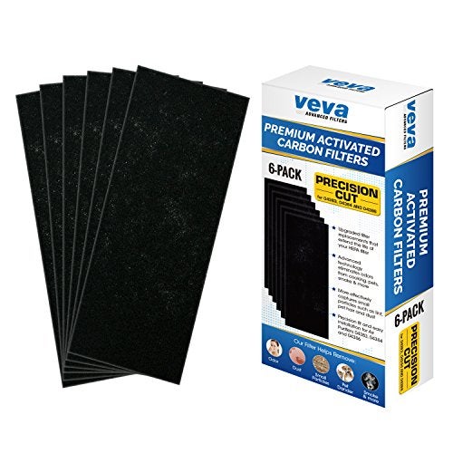 VEVA Pre-Filter Replacement Compatible with Hamilton Beach 04383, 04384, 04386 Air Purifier - 6 Pack - Smoke and Odor Eliminator Carbon Filters - Image 1