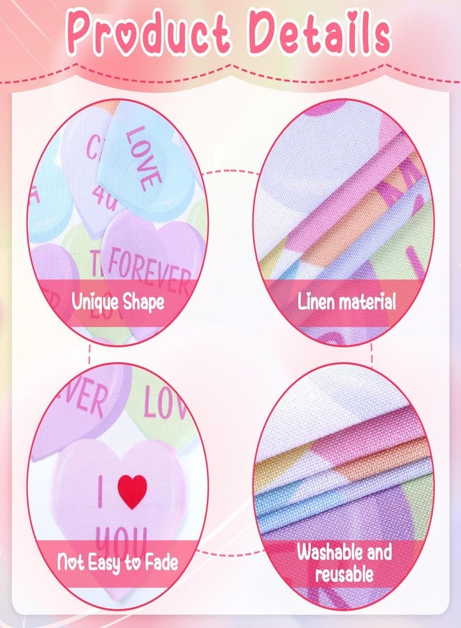 Lonfliness Valentine Table Runner Colorful Love Heart 72x13inch Conversation Candy Heart Valentines Table Runner Cover Kitchen Dining Decor for Wedding Engagement Anniversary Home Party Decoration - Image 3