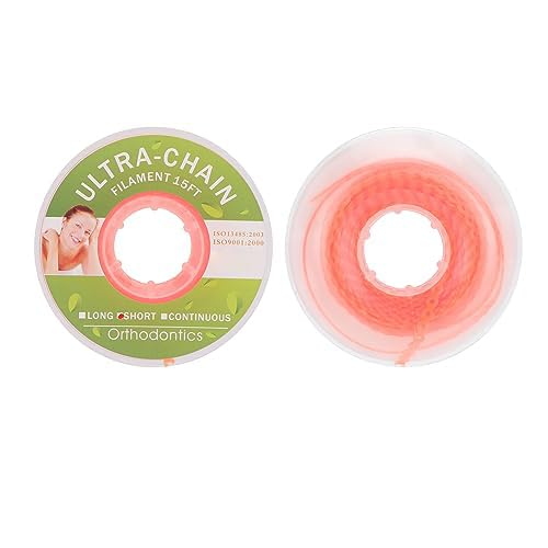 ANNWAH Dental Colorful Orthodontic Braces Rubber Chains,Dental Rubber Chains for Braces Power Chains for Orthodontic Treatment(Short,Orange 7) - Image 1