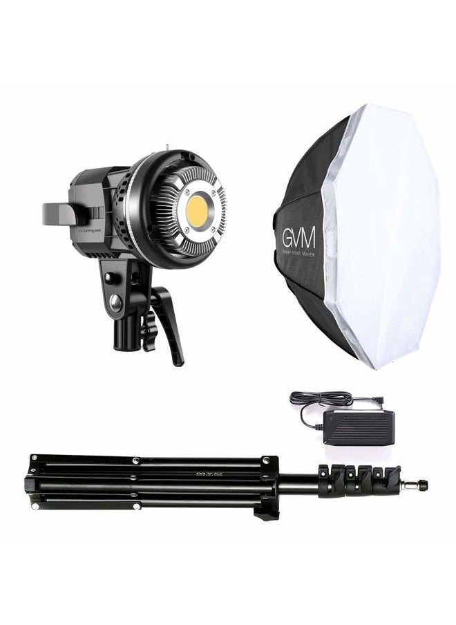 GVM Great Video Maker GVM 80W Video Light, Studio Lights for Photography, Softbox Lighting Kit with Bowens Mount, CRI97+ 5600K Colour Temperature , 22in Softbox, Tripod Stand, YouTube, Video, Wedding  - Image 1