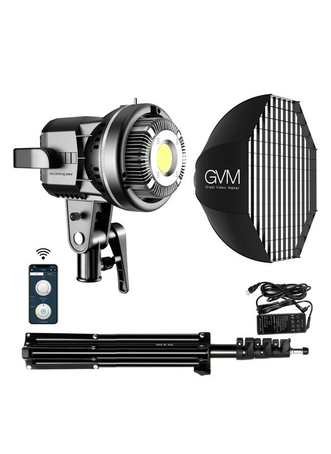 GVM Great Video Maker GVM 80W Video Light, Studio Lights for Photography, Softbox Lighting Kit with Bowens Mount, CRI97+ 5600K Colour Temperature , 22in Softbox, Tripod Stand, YouTube, Video, Wedding  - Image 4