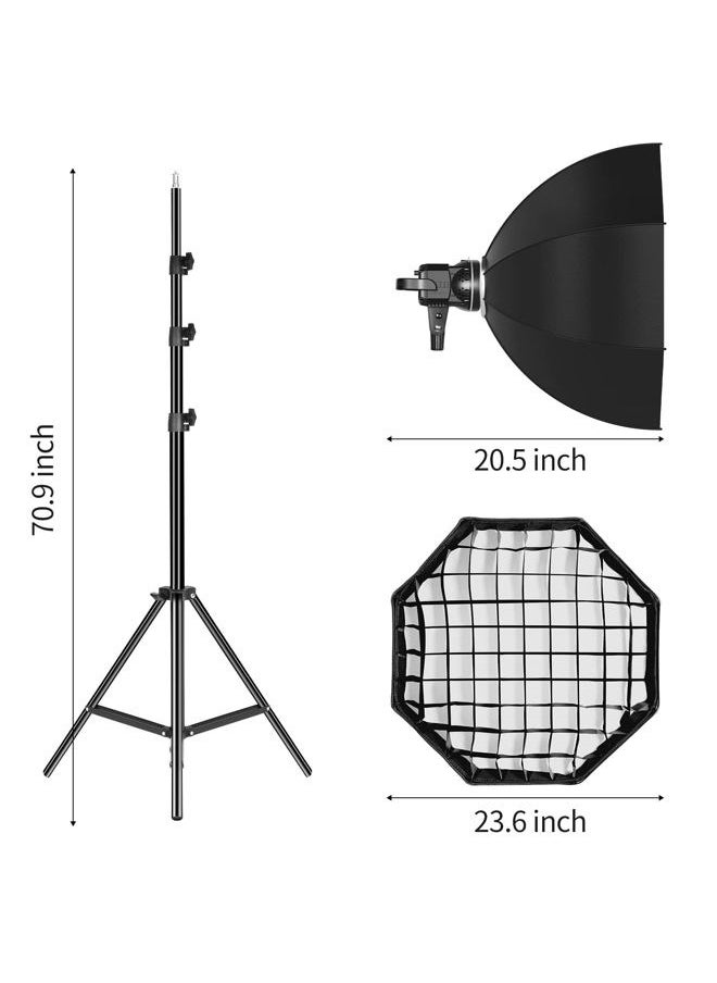 GVM Great Video Maker GVM 80W Video Light, Studio Lights for Photography, Softbox Lighting Kit with Bowens Mount, CRI97+ 5600K Colour Temperature , 22in Softbox, Tripod Stand, YouTube, Video, Wedding  - Image 3