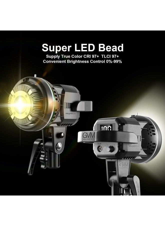 GVM Great Video Maker GVM 80W Video Light, Studio Lights for Photography, Softbox Lighting Kit with Bowens Mount, CRI97+ 5600K Colour Temperature , 22in Softbox, Tripod Stand, YouTube, Video, Wedding  - Image 2