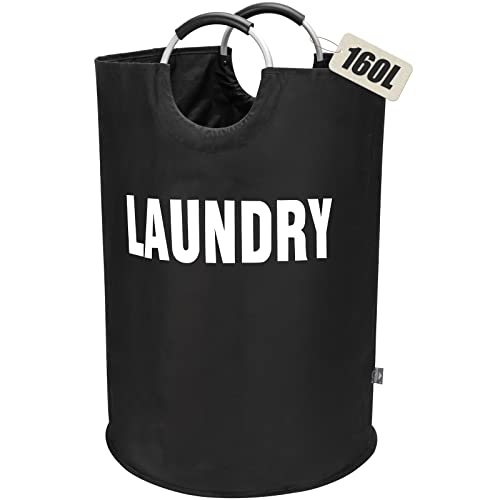 DOKEHOM 160L XXLarge Laundry Basket 7 Colors Collapsible Laundry Bag Foldable Laundry Hamper Folding Washing Bin Black XXL