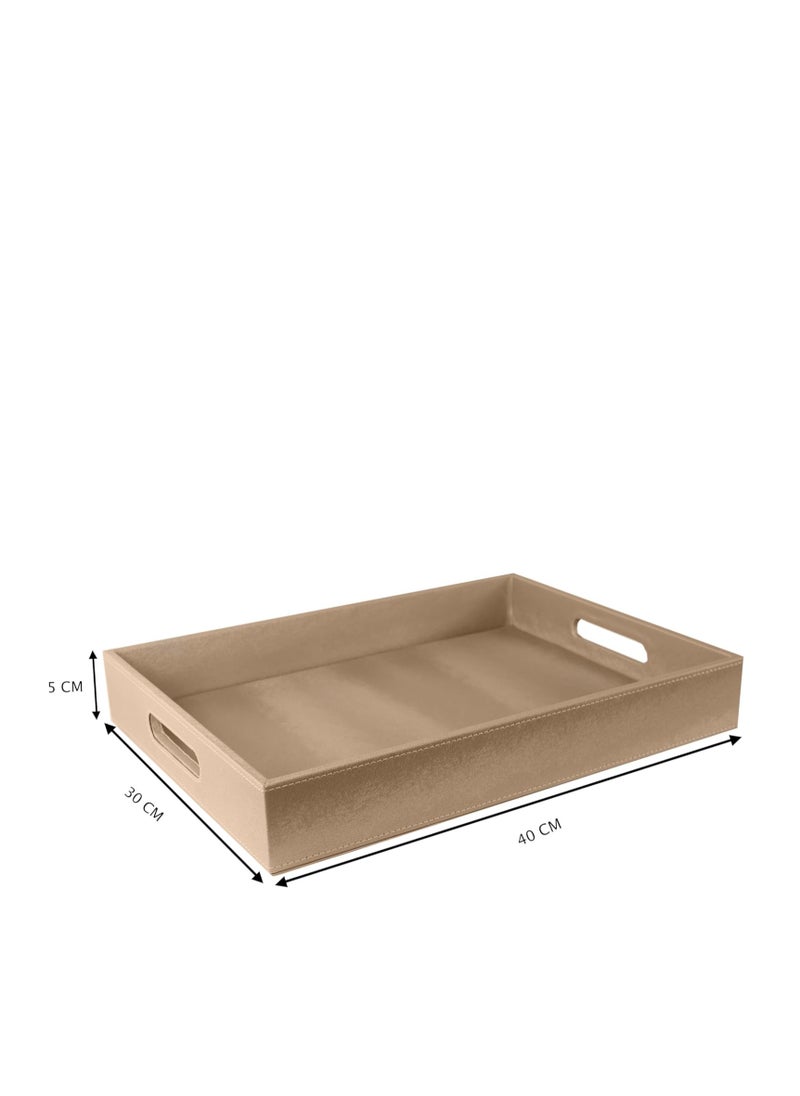 Lamsit Ibdaa - Leather Tray Organizer | Modern Storage for Home Office Desk, Wallet, Mobile Phone, Watch, Stationary, Jewelry, Perfume, Glasses | Beside Table Catchall Dump Key Bowl (Beige) - Image 1
