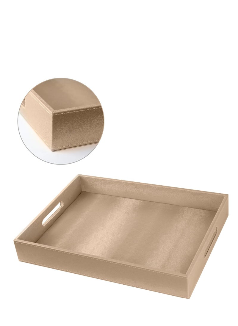 Lamsit Ibdaa - Leather Tray Organizer | Modern Storage for Home Office Desk, Wallet, Mobile Phone, Watch, Stationary, Jewelry, Perfume, Glasses | Beside Table Catchall Dump Key Bowl (Beige) - Image 1