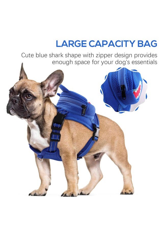 IDOMIK Dog Backpack Harness, No-Pull Dog Backpack with D-Ring for Small Medium Dogs, Cute Self Carrier Backpack for Dogs to Wear, Adjustable Dog Harness Backpack for Traveling Camping Hiking,Shark,XS  - Image 2