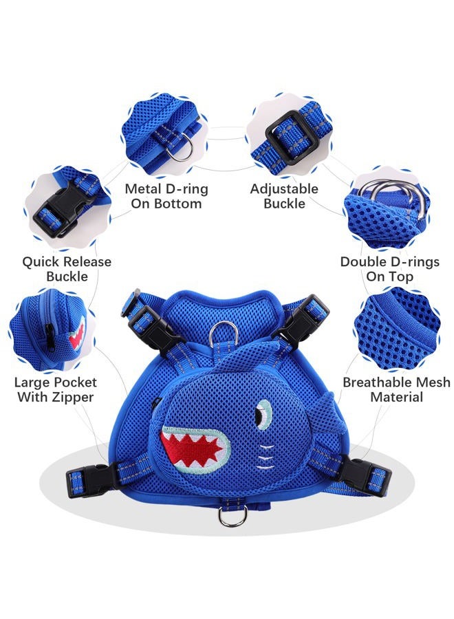 IDOMIK Dog Backpack Harness, No-Pull Dog Backpack with D-Ring for Small Medium Dogs, Cute Self Carrier Backpack for Dogs to Wear, Adjustable Dog Harness Backpack for Traveling Camping Hiking,Shark,XS  - Image 3