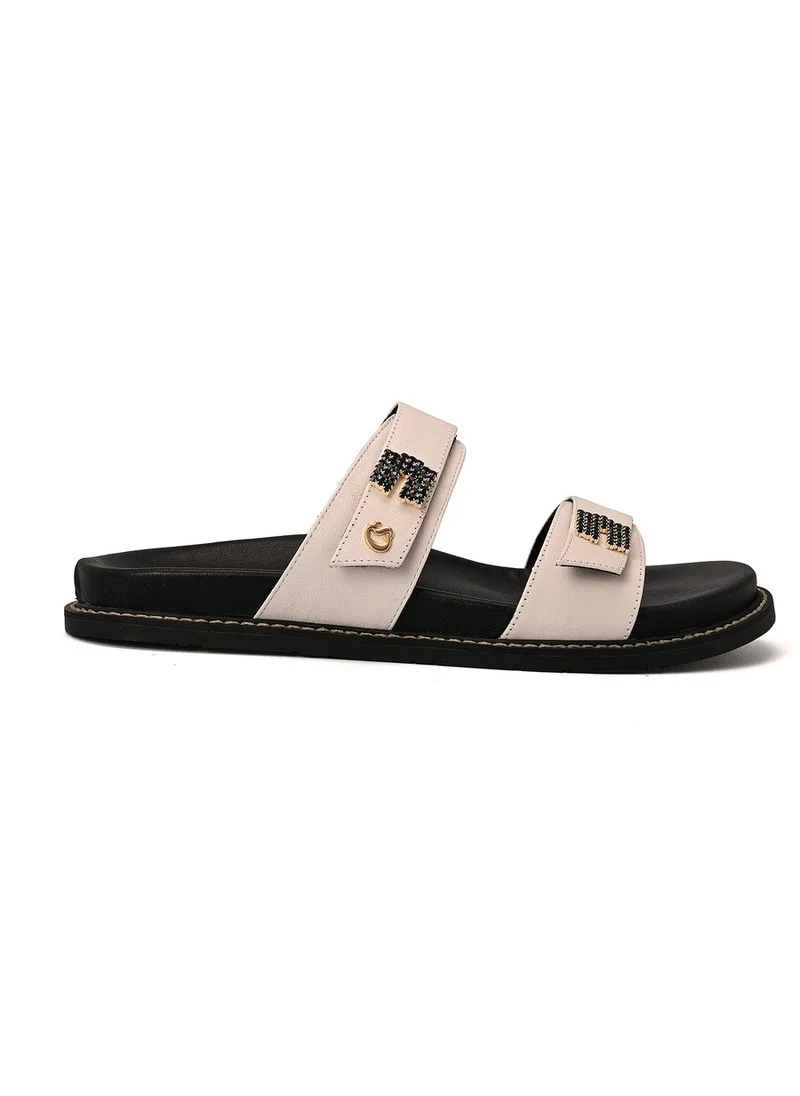 Carmen Steffens White Bianco Sandals with Crystal Straps
