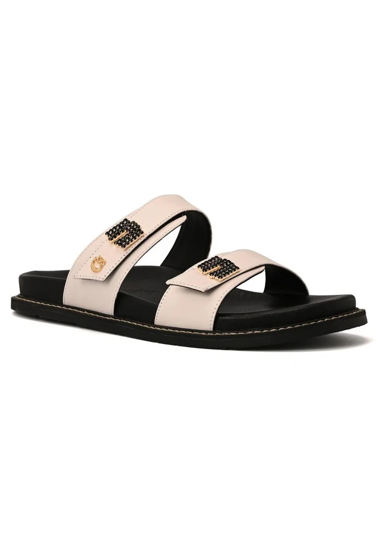 Carmen Steffens White Bianco Sandals with Crystal Straps