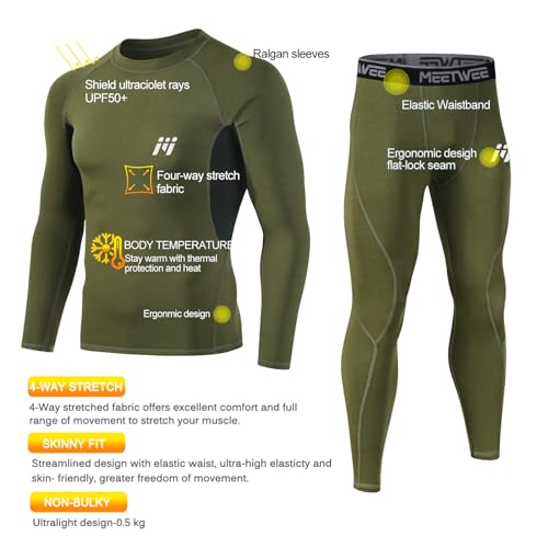 MEETWEE Men's Long Sleeves, Green, M - Image 2