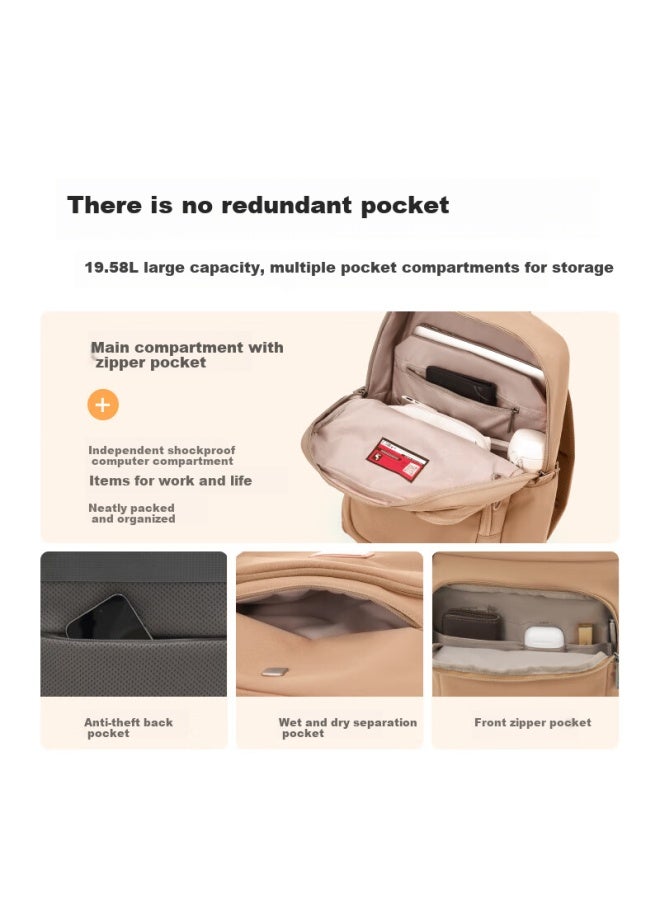 Oiwas Large Capacity Backpack For Women Men 14-inch Laptop Bag Eco-friendly Recycled Walking Bag Sunset Orange - Image 3