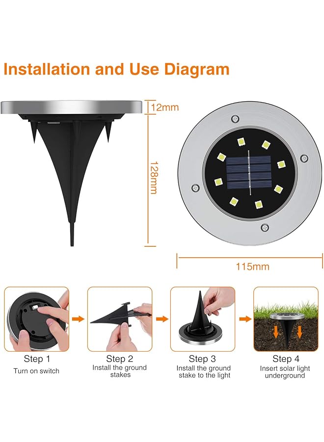 erorex Solar Ground Lights For Outdoor Ankipo Solar Garden Lights Ip65 Waterproof Led Solar Lights Landscape Lighting For Garden Yard Lawn Patio Pathway 8 Pack Cold White - Image 3
