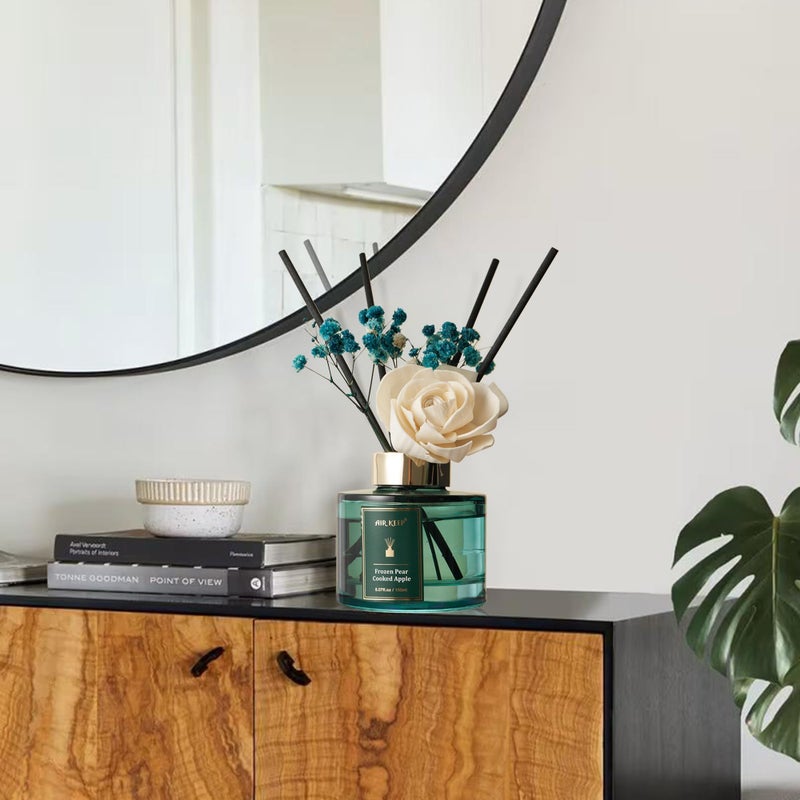 Airkeep Flower Reed Diffusers Set, 5.07 oz Pear/Apple/Berry Scented Oil Diffuser with 8 Reed Sticks, Home Fragrance Diffuser Gift Set for Bathroom & Office Decor 150ml - Image 4