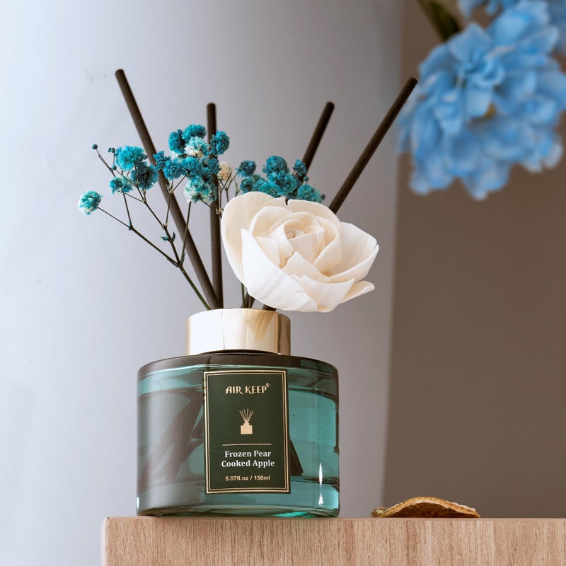 Airkeep Flower Reed Diffusers Set, 5.07 oz Pear/Apple/Berry Scented Oil Diffuser with 8 Reed Sticks, Home Fragrance Diffuser Gift Set for Bathroom & Office Decor 150ml - Image 3
