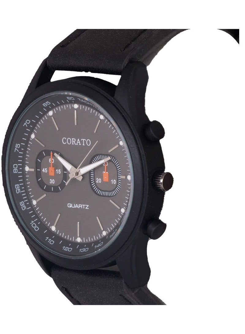 Corato Black Leather Quartz Watch - Image 2