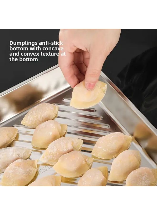 3pcs White Stainless Steel Baking Trays with Lids Nonstick Easy Clean Rectangular for Roasting - Image 2