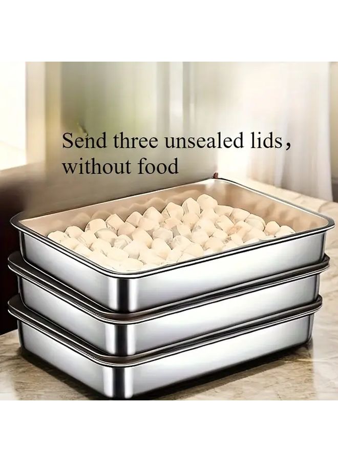 3pcs White Stainless Steel Baking Trays with Lids Nonstick Easy Clean Rectangular for Roasting - Image 3