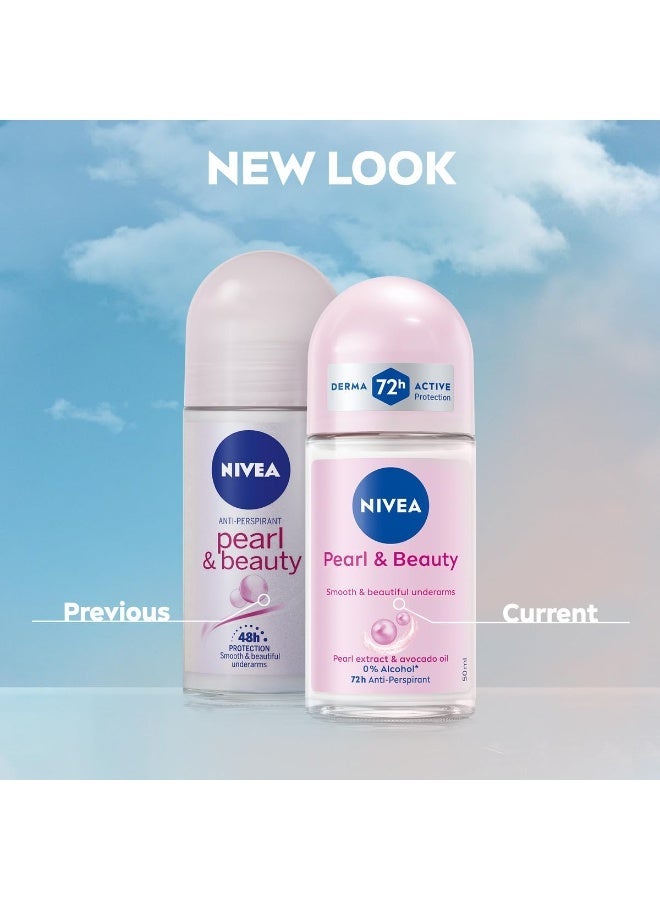 NIVEA Antiperspirant Roll-on for Women, Pearl & Beauty Pearl Extracts, 2x50ml - Image 1