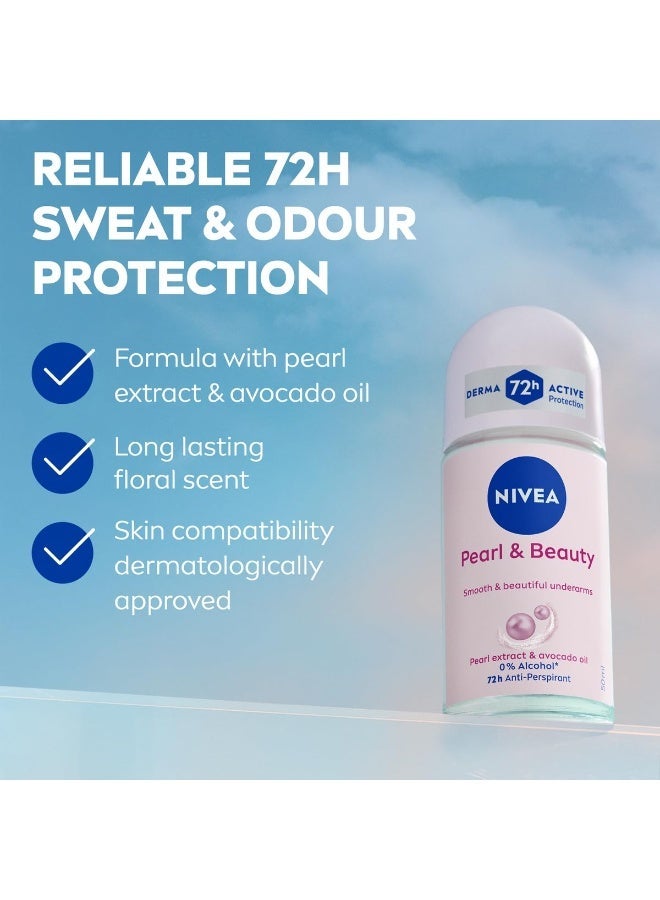 NIVEA Antiperspirant Roll-on for Women, Pearl & Beauty Pearl Extracts, 2x50ml - Image 3
