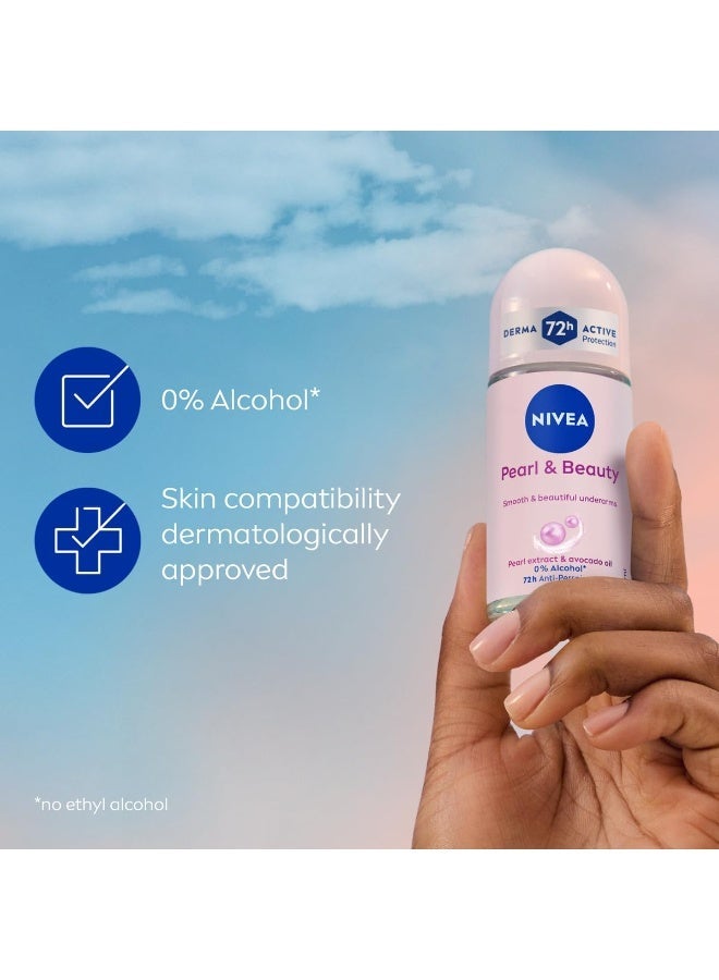 NIVEA Antiperspirant Roll-on for Women, Pearl & Beauty Pearl Extracts, 2x50ml - Image 2