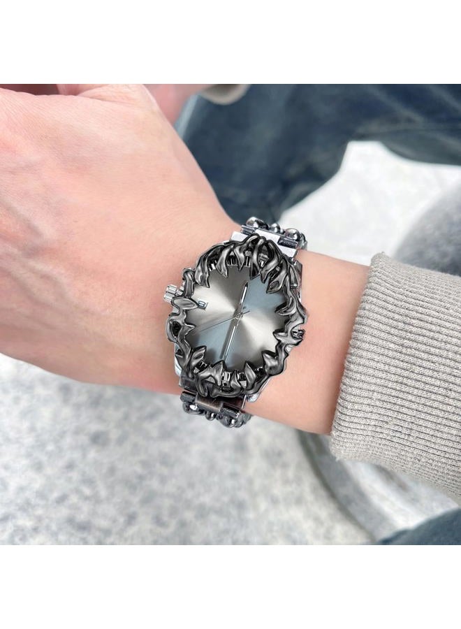 PINTIME ساعة للرجال - ساعة معصم فريدة من الفولاذ المقاوم للصدأ، حركة كوارتز كلاسيكية مقاومة للماء مع قرص مضيء وخيارات أخرى، أحمر - Image 5